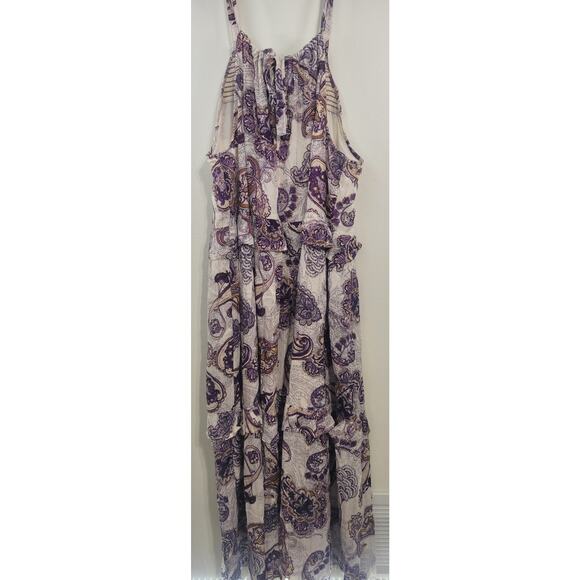 Band Of The Free Maxi Womens Large Liliane Purple Paisley Tiered Cottagecore NWT - Picture 3 of 14